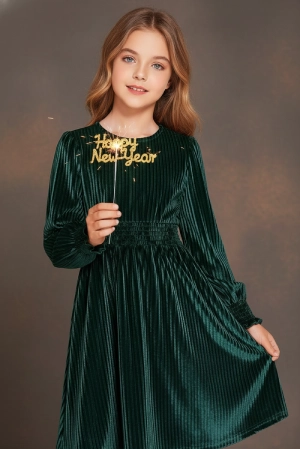 Arshiner Girls Long Sleeve Velvet Dress - New year clothes for kids